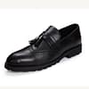 2019 Brogue Formal Shoes Men Genuine Leather Dress Shoes Men's Genuine Retro Pointed Toe Oxford Shoe Male Footwear Vintage Shoe