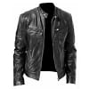 2020 Autumn New Men's Casual Fashion Stand Collar Slim PU Leather Jacket Solid Color Leather Jacket Men Anti-wind Motorcycle