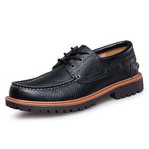 Sanzoog Genuine Leather Men Black Brown Lace Up Boat Shoes Man High Quality Spring Autumn Casual Zapatos Hombre Cuero Genuino