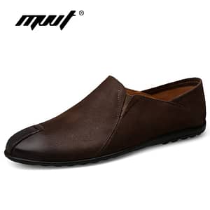 MVVT Genuine Leather Men Shoes Black Super Comfortable Casual Shoes Men Slip On Loafers Men Flats Shoes Plus Size Moccasins Shoe