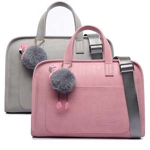 Bag for Laptop 13.3 14 15.6 Inch Notebook Pouch Women's Briefcase PU Leather Waterproof Computer Case with Flamingo
