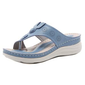 Summer Women Wedge Sandals Premium Orthopedic Open Toe slippers Vintage Anti-slip Leather Casual Female Platform Retro Shoes q28