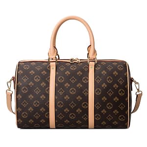 New Print Short-Distance Travel Travel Handbag Female Leisure Large Capacity Boston Pillow Bag (Brown)