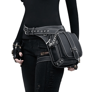 Lady Pockets Retro Waistbag Messenger Bag Punk Mujer Femme Women Hiking Waist Bag Womens High Quality PU Leather Travel Leg Bag