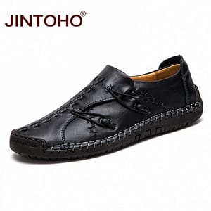 JINTOHO Large Size Mens Shoes Fashion Men Genuine Leather Shoes Slip On Men Loafers Casual Flats Driving Shoes