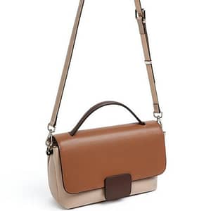 Natural Cowhide Leather Panelled Messenger Bag Large Capacity Shoulder Bag For Women 2020 New Arrival Fashion Handbag