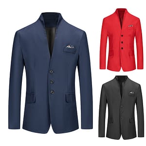 Men's Blazer Solid Color Suit Spring Autumn High Quality Casual Coats Slim Fit Male Fashion Casual Stand-up Collar Suit