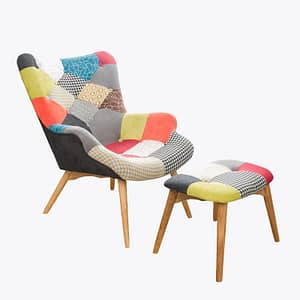 Mid Century Modern Retro Contour Chair With Foot Stool For Living Room Bedroom Furniture Armchair Tufted Accent Chair Ottoman