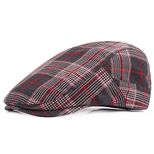 SHOWERSMILE Red Check Beret Hats for Men Women Plaid Flat Caps Cotton Berets Male Classic British Style Vintage Adjustable Hats