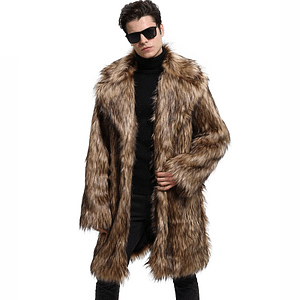 Mens Fur Coat Winter Faux Fur Thick Outwear Coats Men Punk Parka Jackets Hombre Long Leather Overcoat Genuine Fur Brand Clothing