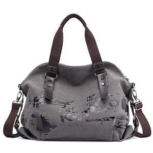 Women's Canvas Shoulder Bags Vintage Graffiti Print Handbags Famous Designer Female Shoulder Bags Ladies Totes Fashion Large Bag