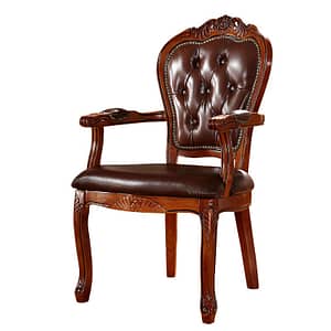 Solid wooden armchair European simple back leather Hotel negotiation dining chair single chair