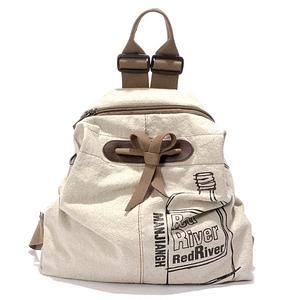 Large Capacity Ladies Canvas Backpack Fashion Cotton and Linen Travel Bag Leisure Wild Simple Student Bag (Beige W38H40D9 CM)