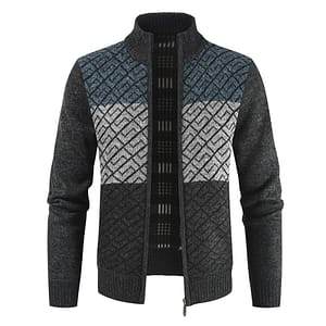 New Autumn Winter Thick Stand Collar Mens Cardigan Jackets Casual Zipper Patchwork Sweater Men Casual Fashion Jacket Men
