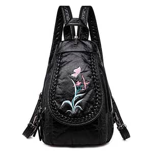 3-in-1 Women Soft Leather Backpacks High Quality Sac A Dos Embroidery Flowers Chest Back Pack Female Mochilas Bagpack Ladies New
