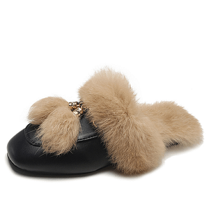 Aphixta Real Fur Slippers Shoes Woman 2020 Mules Women's Furry Slippers Winter Warm Women Shoes Fashion Slippers Rabbit Hair