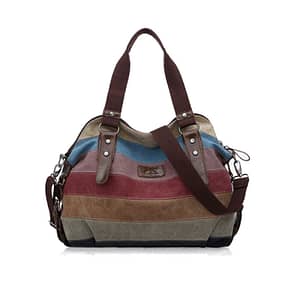 New Womens Shoulder Bags Satchel Stripe Vintage Crossbody Tote Handbag Purse Messenger Canvas Large Travel Bag