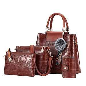 FUNMARDI 4PS Women Bags Set Luxury Crocodile Female Handbags PU Leather Shoulder Bags Brand Composite Bags Crossbody WLHB2024