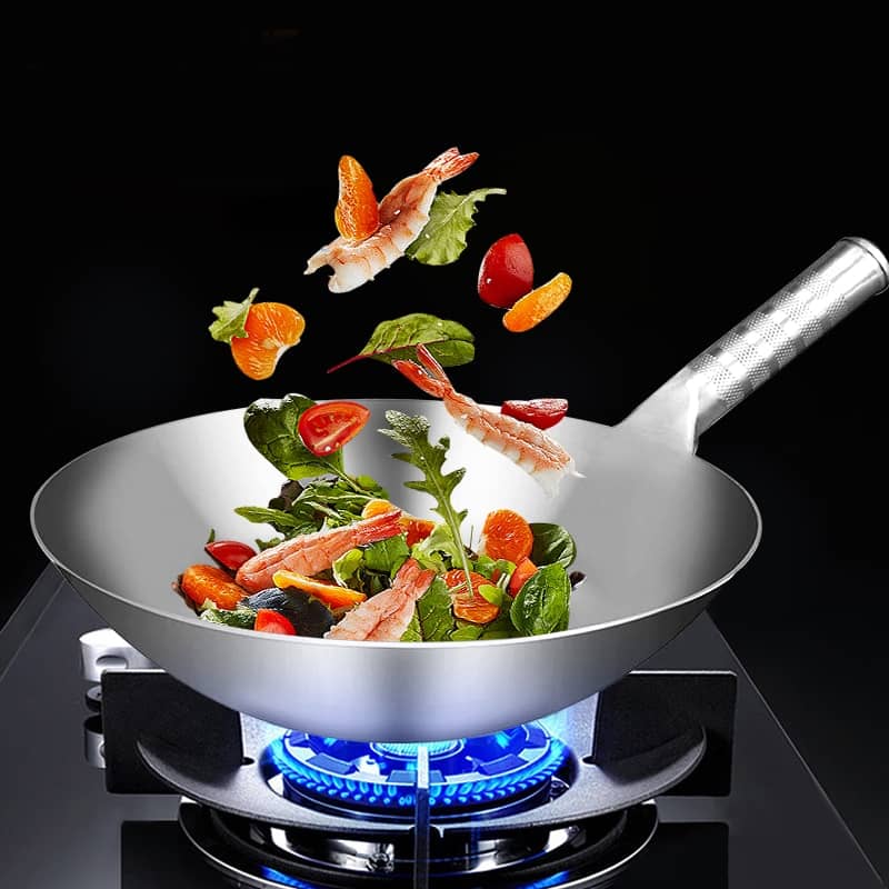 Stainless Steel Wok 1.8mm Thick High Quality Chinese wok, non-coated non-stick wok kitchen gas stove cooking pot