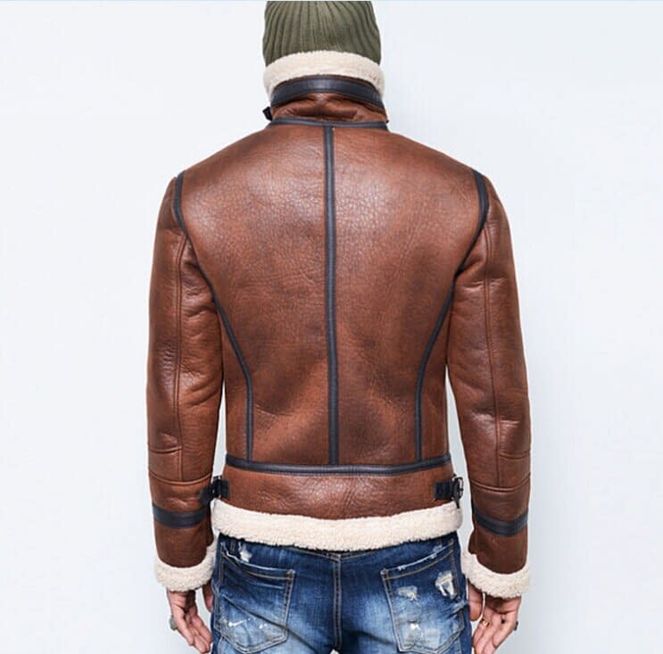 fleece lined leather jacket mens