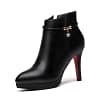 New Sexy Black Red Thin High Heels Genuine Leather Shoes Women Female Pointed Toe Zip Boot For Woman Ankle Boots Winter I0033