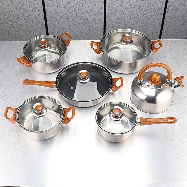 6 Sets High Quality Stainless Steel Cookware Set Fry Pots Pans Saucepan Casserole Cooking Pot & Pan Sets Kitchen Cooking HWC