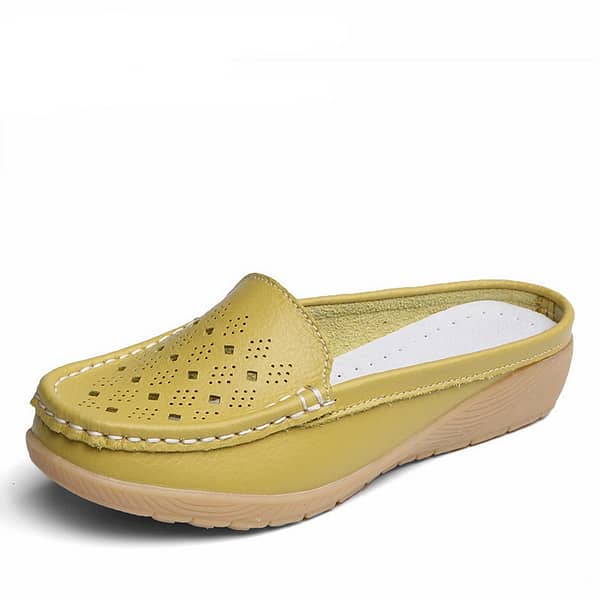 TIMETANG Cut-Outs Summer Woman Shoes Genuine Leather Women Flats Hollow Women's Loafers Soft Mother Moccasin Shoe Size 35-41E700