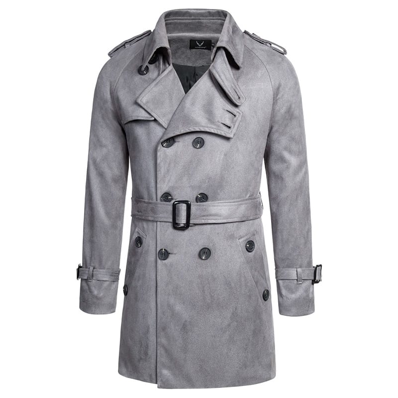 Trench Coat Men Classic Double Breasted Mens Long Coat Mens