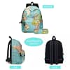 2pcs World Map Printing Backpack Girls Bookbag Laptop Bag Travel Daypack Student Rucksack with Pencil Case