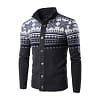 Mens Cardigan Sweaters Autumn Warm Christmas Sweater Men Fashion Printed Jacket Coat Casual Stand Collar Knitting