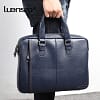 LUENSRO Men Briefcase Genuine Leather Bag Cowhide Men Handbag Large Capacity Male Bag Laptop Briefcases Leather Shoulder Bags