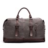 Canvas Traveling Bag Men's PU Leather Outdoor Luggage Travel Fitness Handbag Large Capacity Tote Bag Carry On Bag Waterproof
