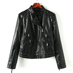 New Women Autumn Winter Black Leather Jackets Lady Zipper Basic Coat Turn-down Collar Motor Biker Jacket with Belt Split Leather