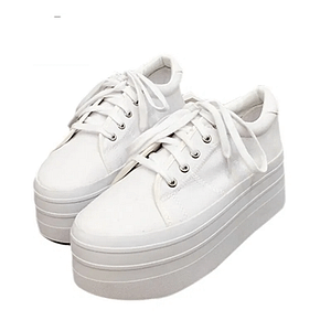 Fashion Canvas Shoes Woman Plimsolls Girls Harajuku Loafers Thick Bottom Platform Shoes Ladies Creepers Casual Lace-Up Shoes