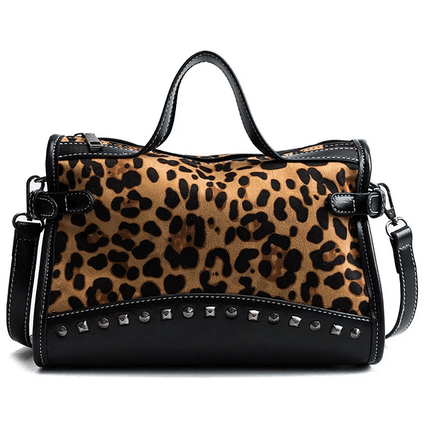 Casual Women Leopard Tote Bags Vintage High Quality Shopping Bag Women's Shoulder Bag Rivet Boston Handbag Lady Crossbody Bags