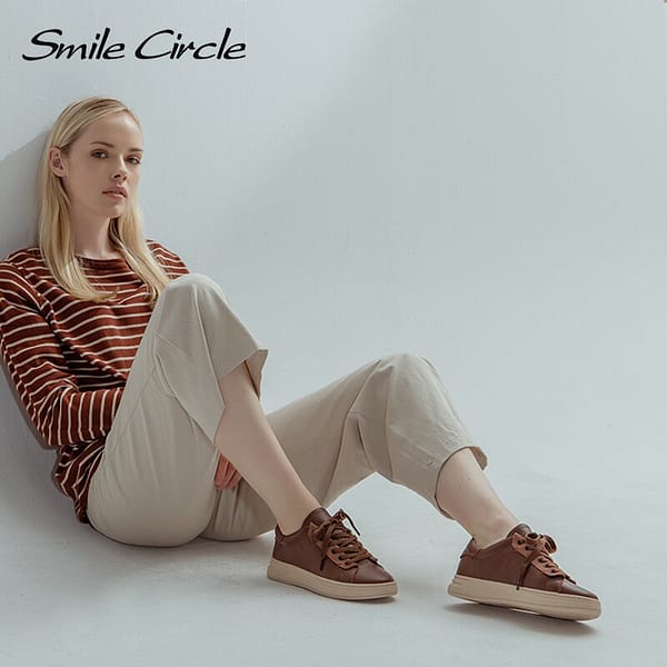 Smile Circle Sheep leather Luxury Women Sneakers Casual Flat Ladies Shoes high quality Comfortable Women's Flat Shoes