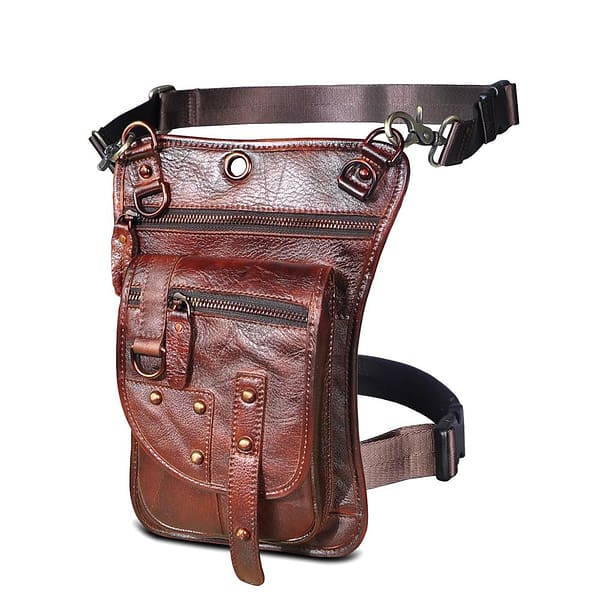 Genuine Leather Multipurpose Men Travel Mochila Crossbody Messenger Bag Hook Belt Waist Pack Drop Leg Phone Case Bag 2141-b
