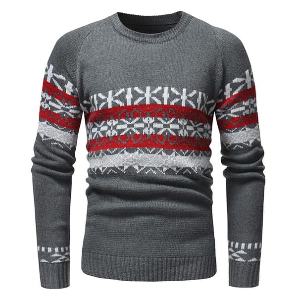 MISSKY Autumn Winter Men Sweater Christmas Snowflake Sweater Knitting Long Sleeve Crew Neck Slim Casual Pullover Male Tops