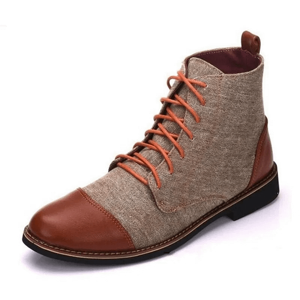 （39-48）Large Size Men's Leather Boots Lace-up Breathable Martin Boots Men's Footwear High-top Casual Men's Shoes