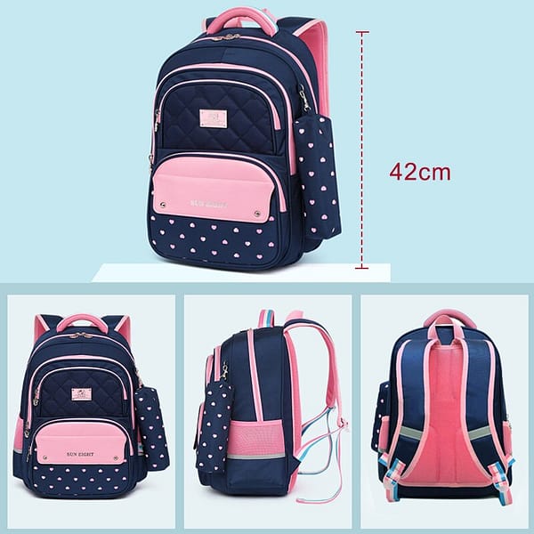 OKKID elementary school bags for girls polka dot bookbag kids cute pen pencil bag school girl student school backpack child gift
