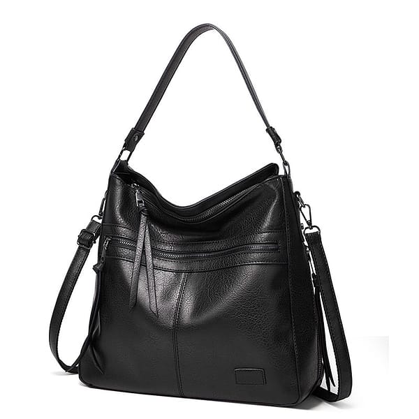 New European and American fashion retro women's handbag large capacity solid color tassel Pu Single Shoulder Messenger Bag