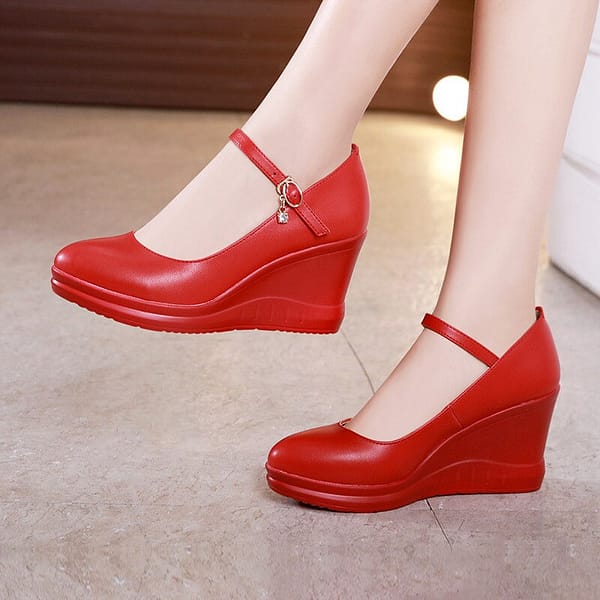 TIMETANG Plus Size35-43 Wedges Platform Shoes for Women Wedding Shoes White Red Spring High Heels Pumps Ladies office shoesE1249
