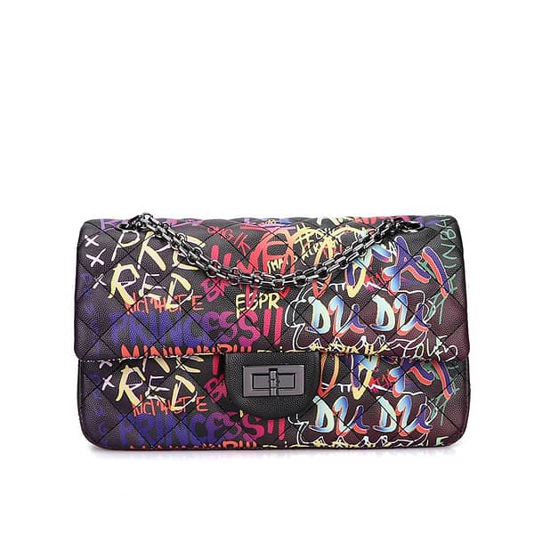 Handbag for Women 2020 Colorful Graffiti Printed Luxury Brand Travel Bags Female Chain Shoulder Purse Ladies Hand Flaps