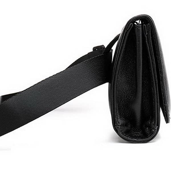 FUNMARDI High Quality Luxury Leather Waist Packs Simple Fashion Women Bags Famous Brand Belt Waist British Casual Bags WLAM0113 (Black)