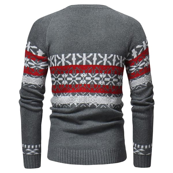 MISSKY Autumn Winter Men Sweater Christmas Snowflake Sweater Knitting Long Sleeve Crew Neck Slim Casual Pullover Male Tops