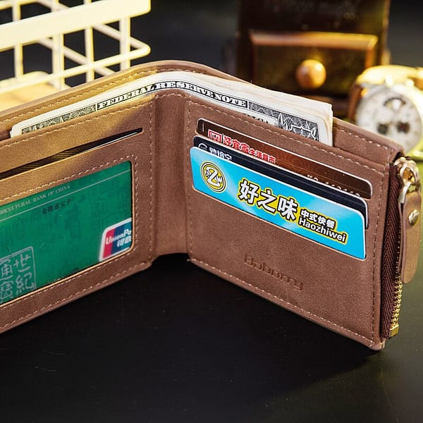 Vitage Zipper Men's Wallet Leather Wallet Money Bag Credit Card Holders Dollar Bill Wallet Clutch Purse for Boy Use Short Wallet