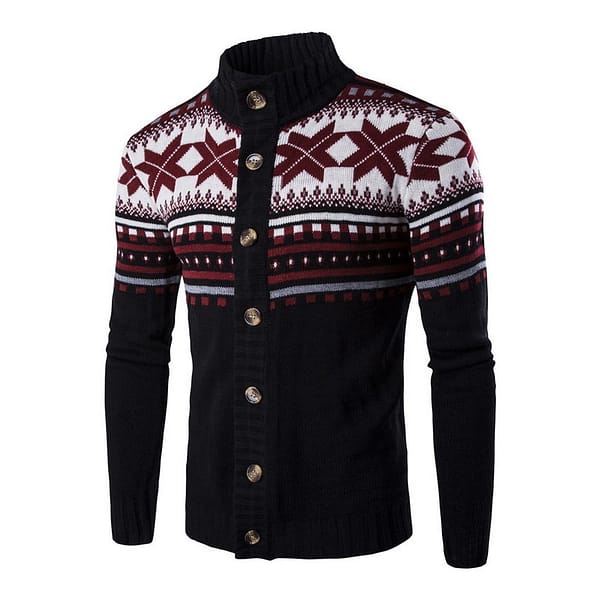 Mens Cardigan Sweaters Autumn Warm Christmas Sweater Men Fashion Printed Jacket Coat Casual Stand Collar Knitting