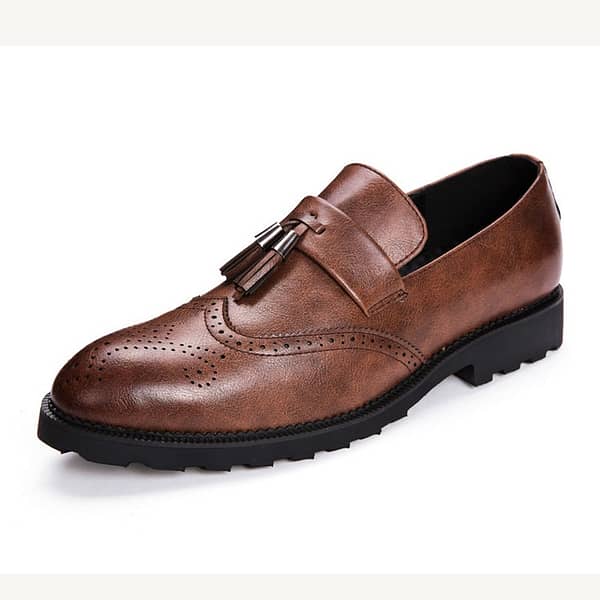 2019 Brogue Formal Shoes Men Genuine Leather Dress Shoes Men's Genuine Retro Pointed Toe Oxford Shoe Male Footwear Vintage Shoe