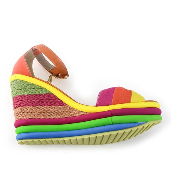 TIMETANG Platform Sandal Summer Ladies Shoes Bohemia Rainbow Thick Sole Sponge High Heel Wedge Open Toe Women Sandals
