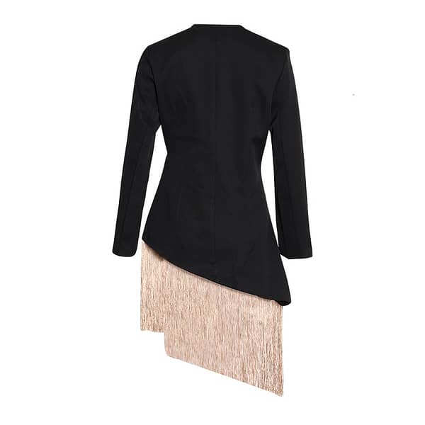 TWOTWINSTYLE Loose Fit Spliced Contrast Color Tassel Belt Jacket New V-neck Long Sleeve Women Coat Fashion Autumn Winter 2020